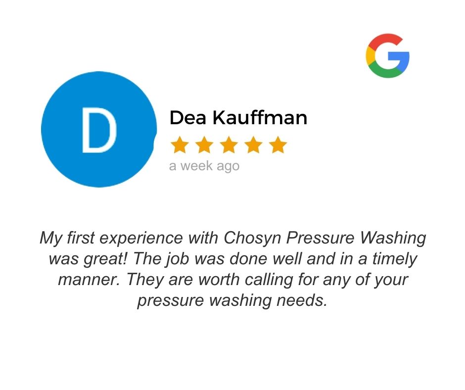 Chosyn Pressure Washing Google Review