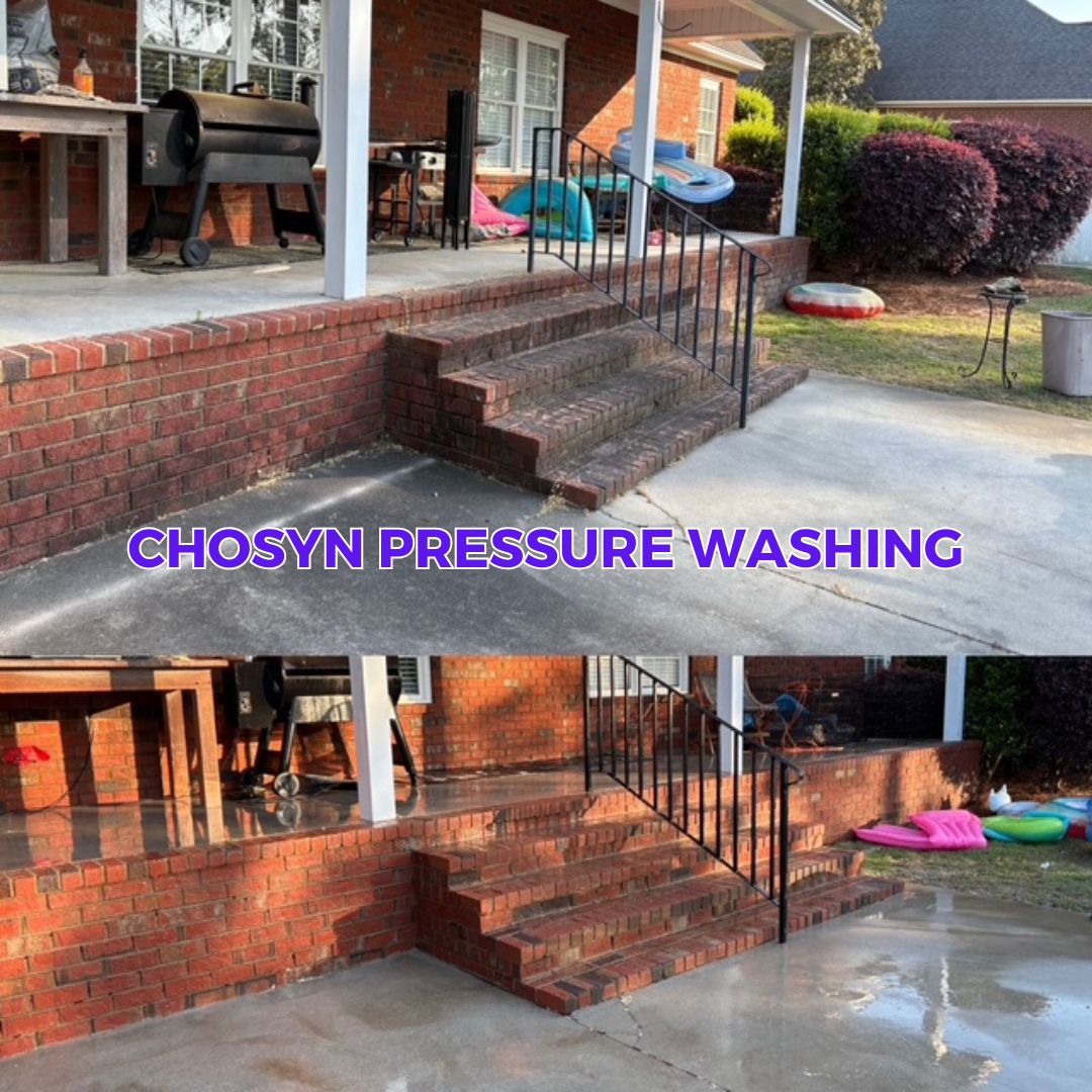 A before and after Concrete cleaning transformation in Camden, SC